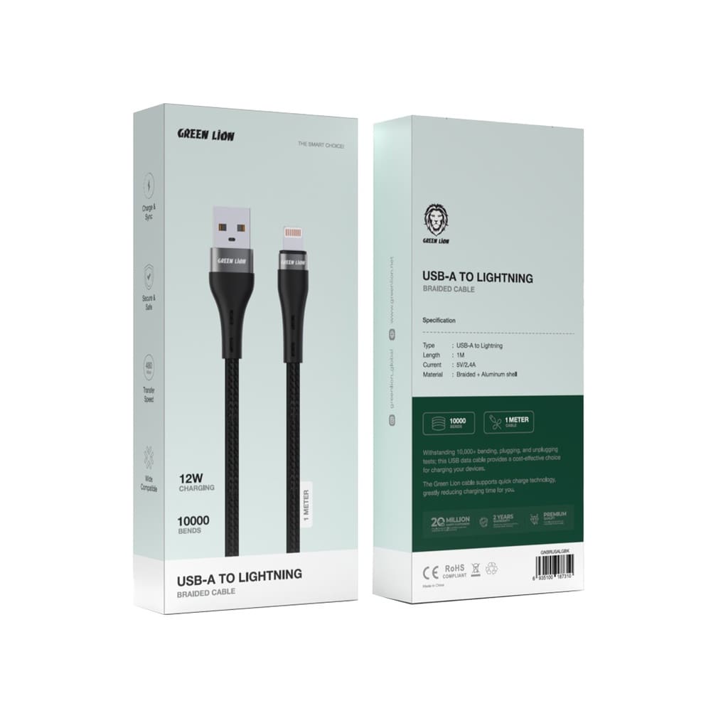 Green Lion USB-A to Lightning Braided Cable 2