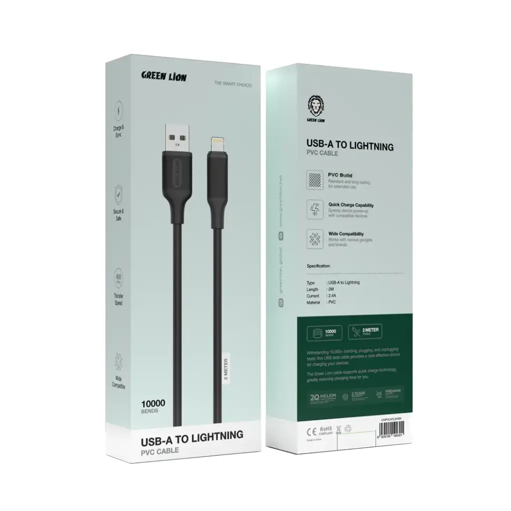 Green Lion USB-A to Lightning PVC Cable 2M 2