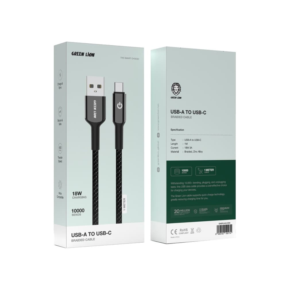 Green Lion USB-A to USB-C Braided Cable 2