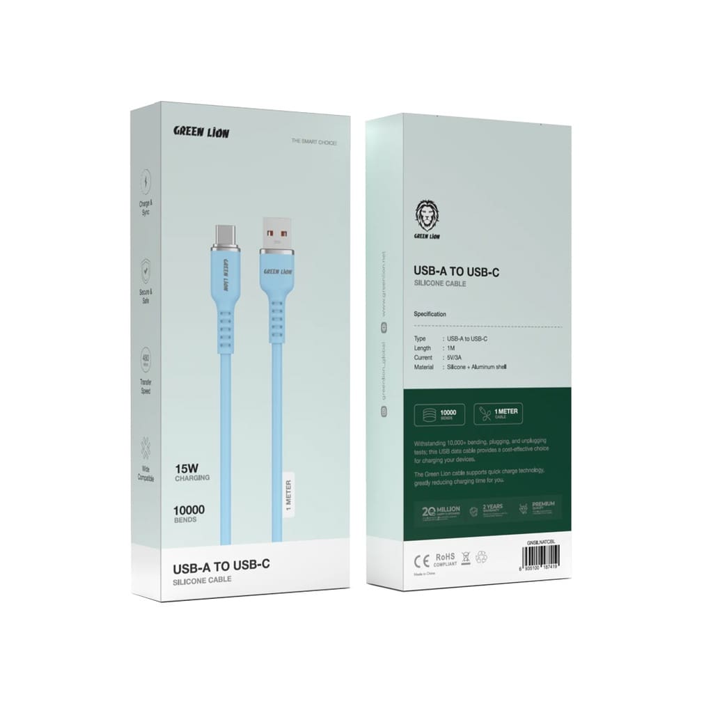 Green Lion USB-A to USB-C Silicone Cable 2