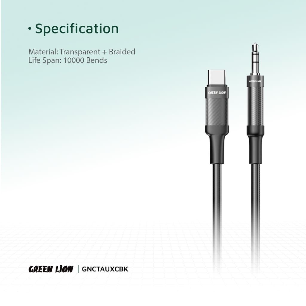 Green Lion USB-C to AUX Braided Cable 1m 5