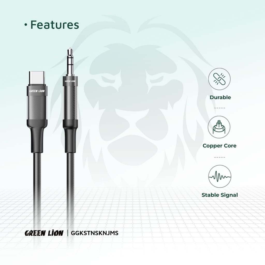 Green Lion USB-C to AUX Braided Cable 1m 6