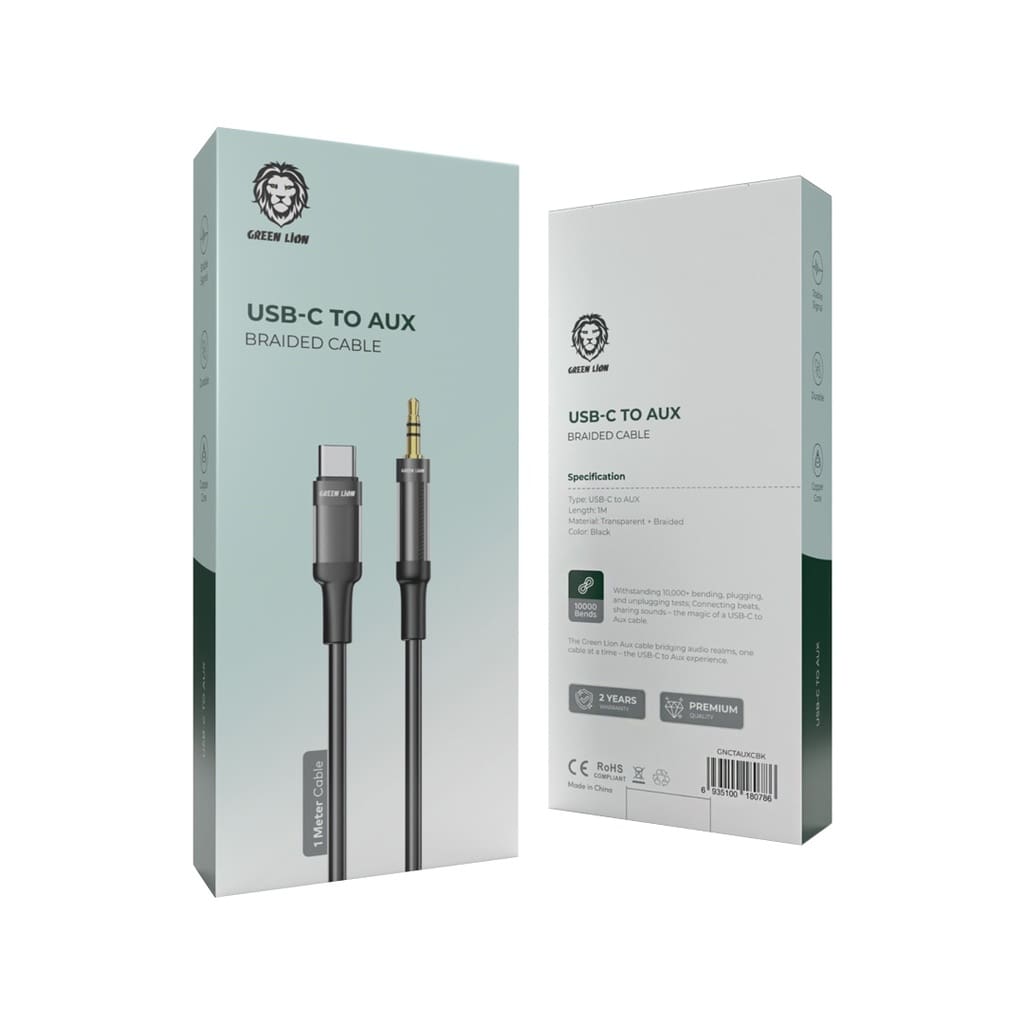 Green Lion USB-C to AUX Braided Cable 1m 7