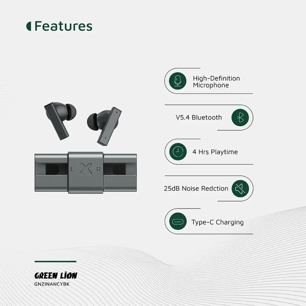 Green Lion ZINC Y Metal Earbuds TWS with ANC 7