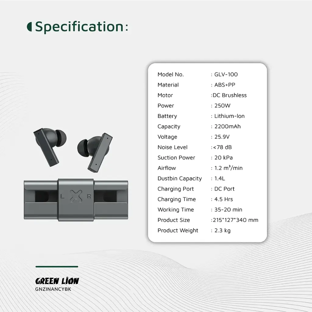 Green Lion ZINC Y Metal Earbuds TWS with ANC 8