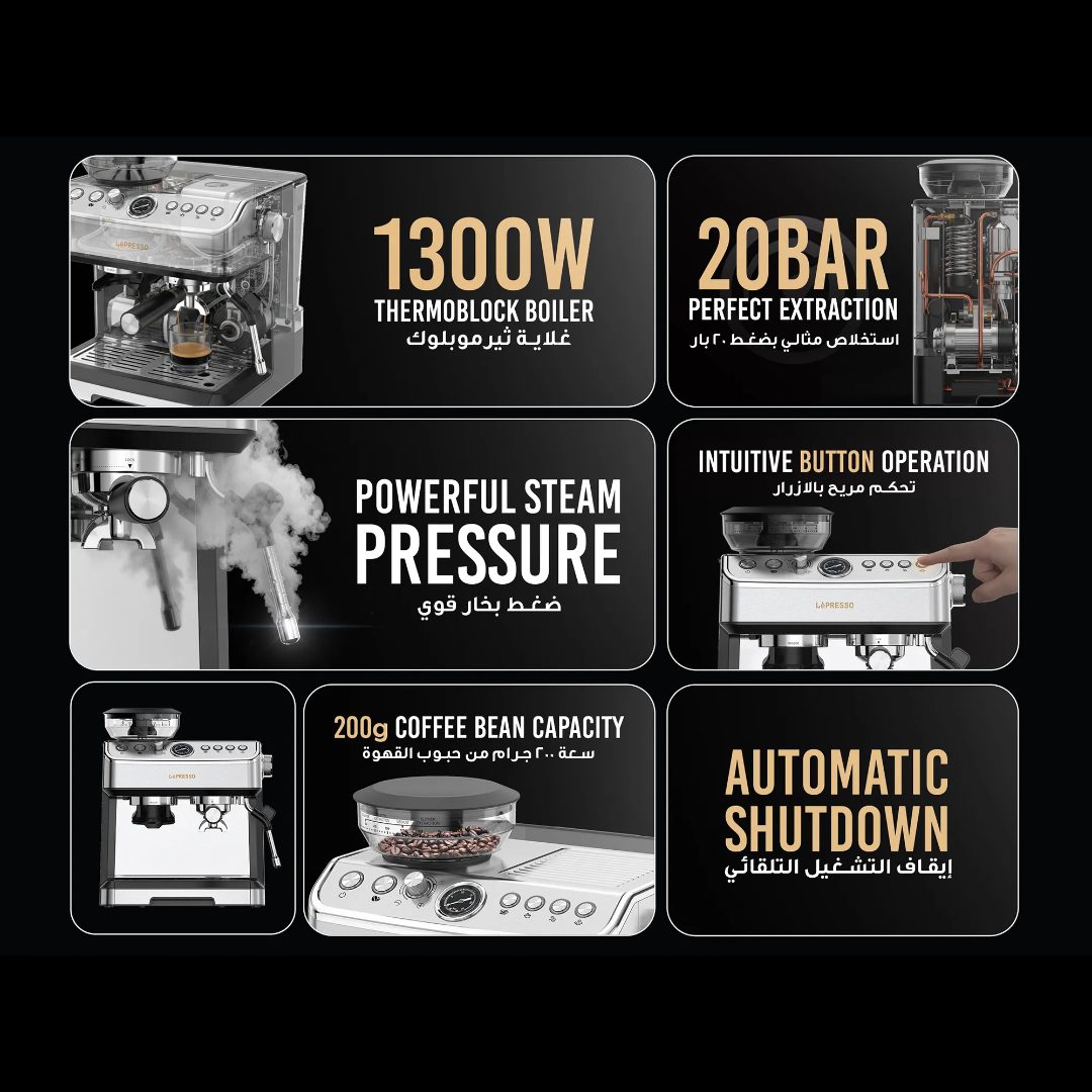 LéPRESSO Espresso Coffee Machine with Grinder 6