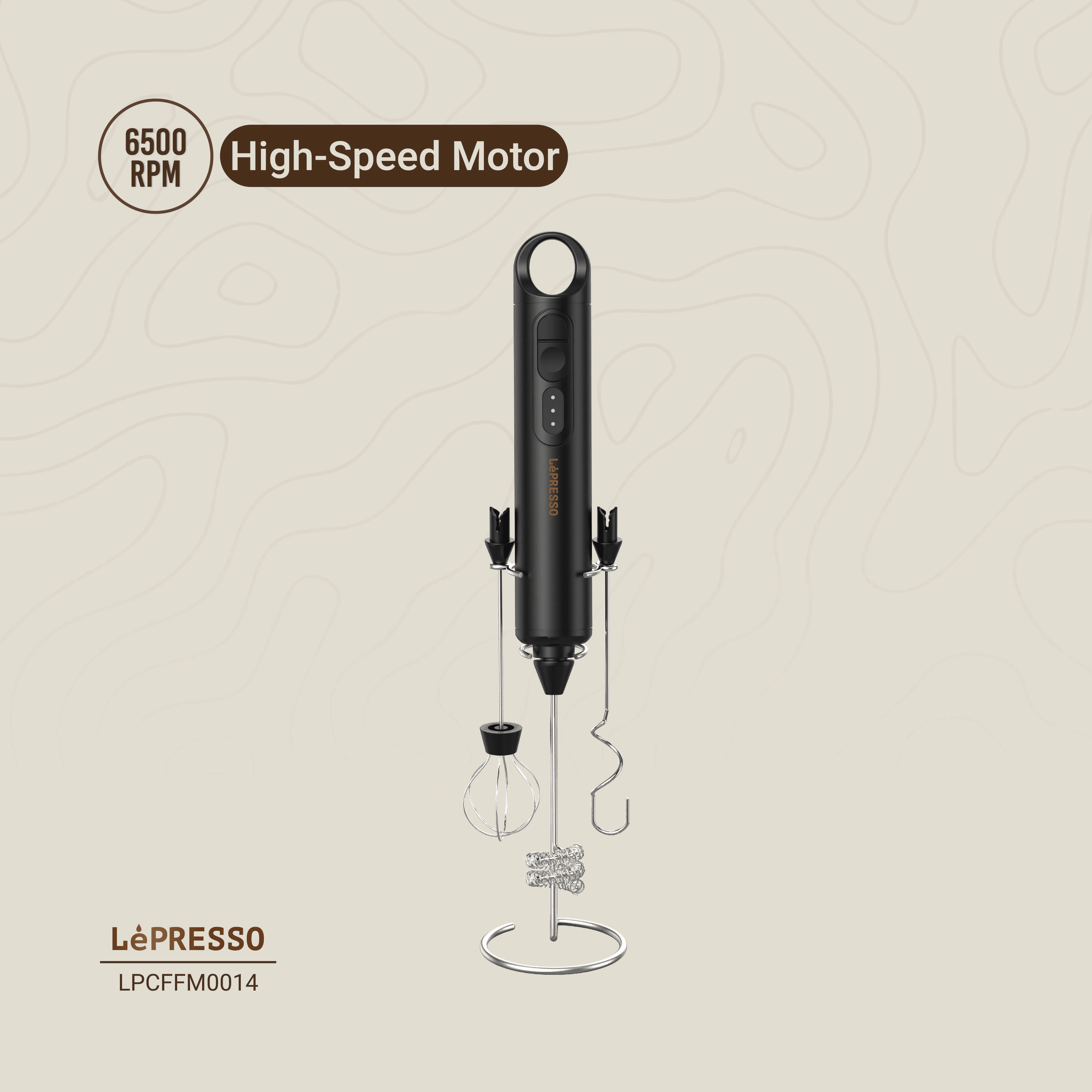 LéPRESSO Handheld Electric Milk Frother Set 2