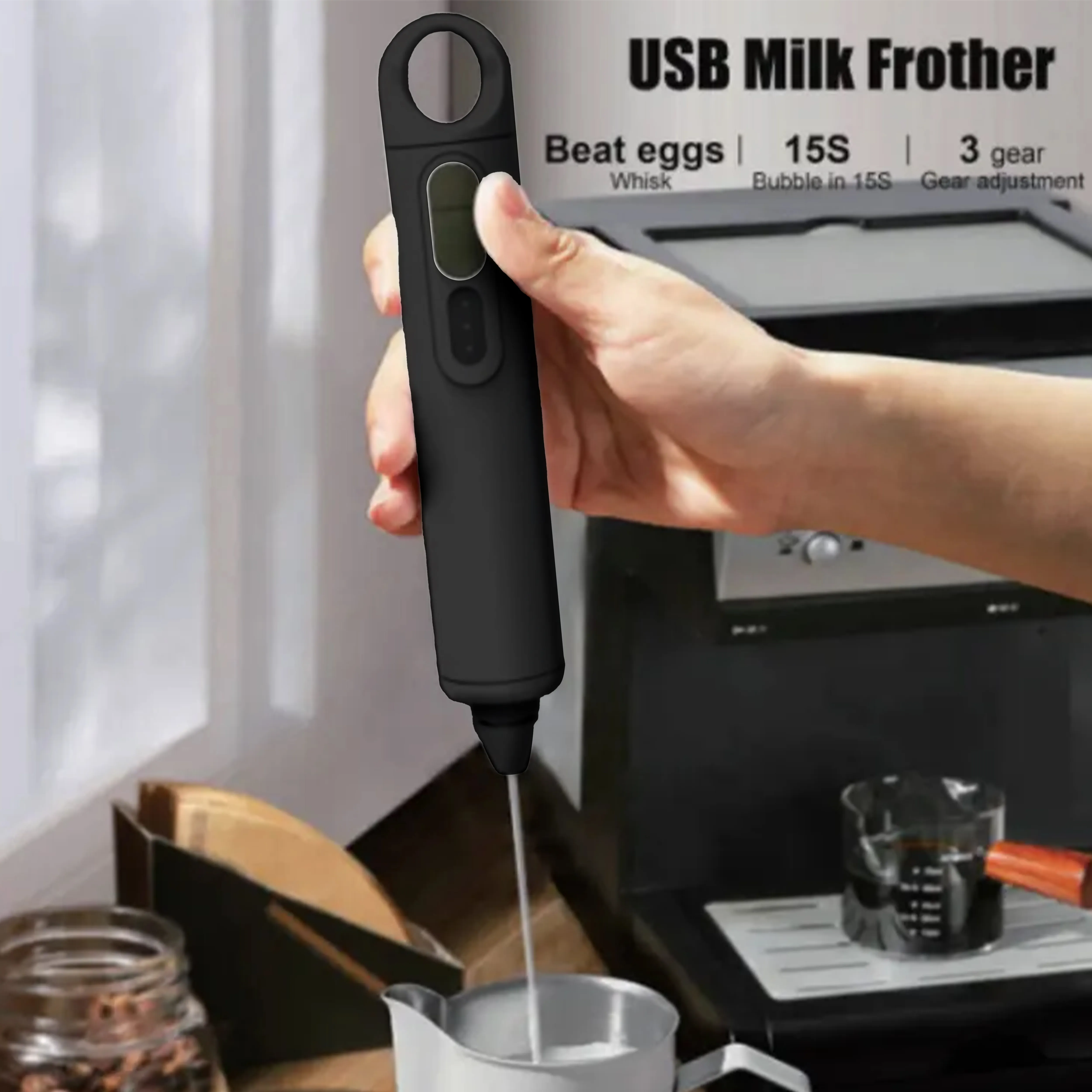 LéPRESSO Handheld Electric Milk Frother Set 6