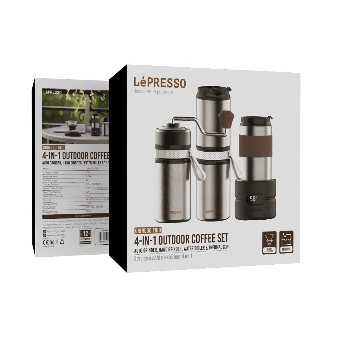 LèPRESSO Portable Manual Coffee Grinder & Electric Heater Set 7