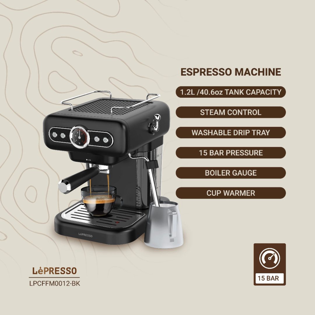 Lepresso Espresso Coffee Machine with Milk Frother 2
