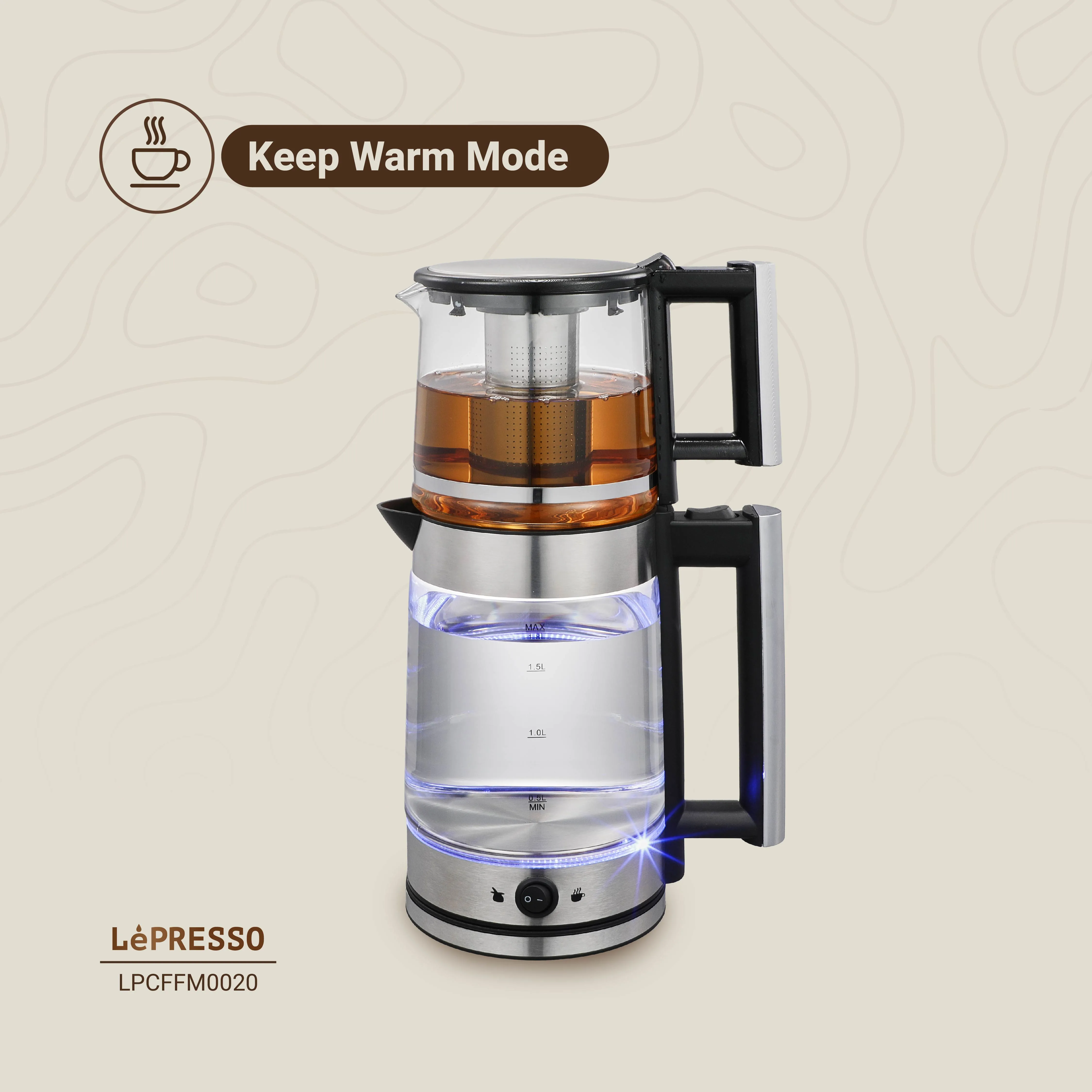 LePRESSO Electric Glass Tea Kettle with Infuser 3