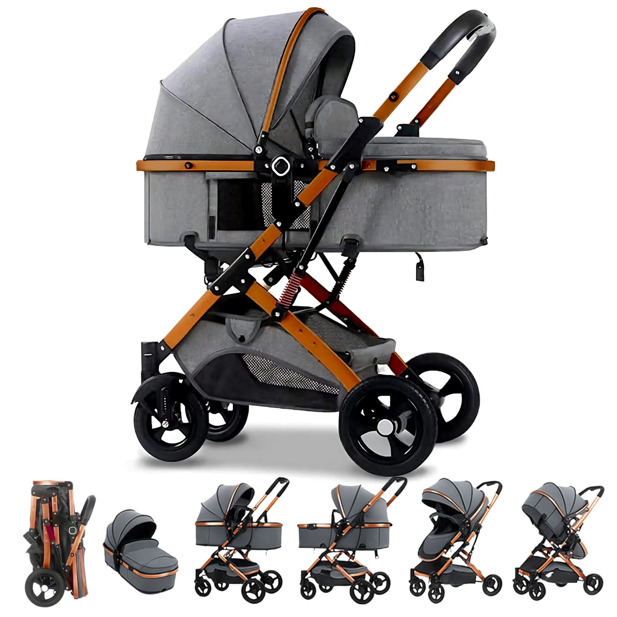 NEXSO Lightweight Baby Stroller & Convertible Pram with Aluminum Frame 2
