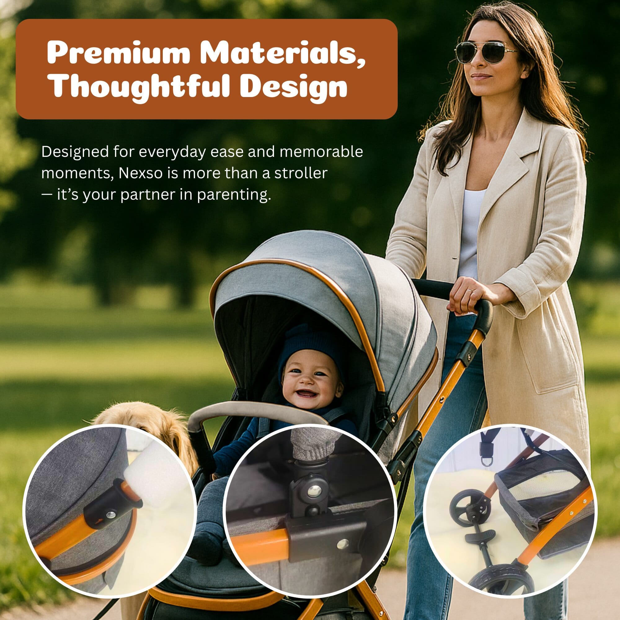 NEXSO Lightweight Baby Stroller & Convertible Pram with Aluminum Frame 4