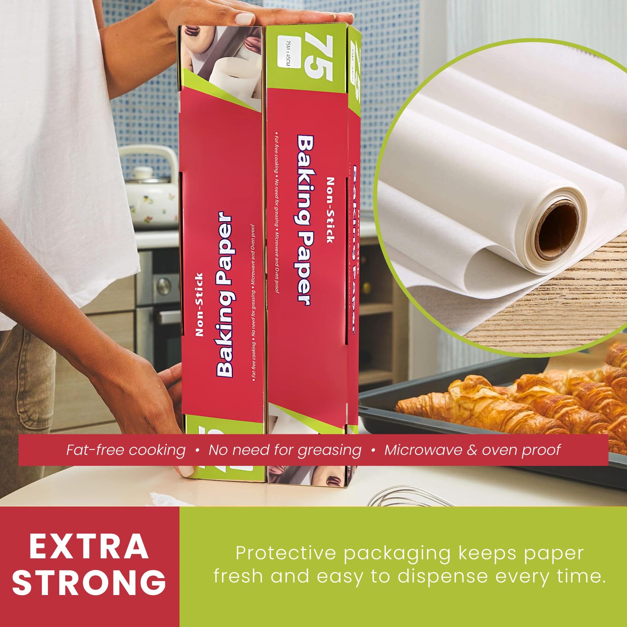 NEXSO Non-Stick Baking Paper Roll (75m x 45cm) 2