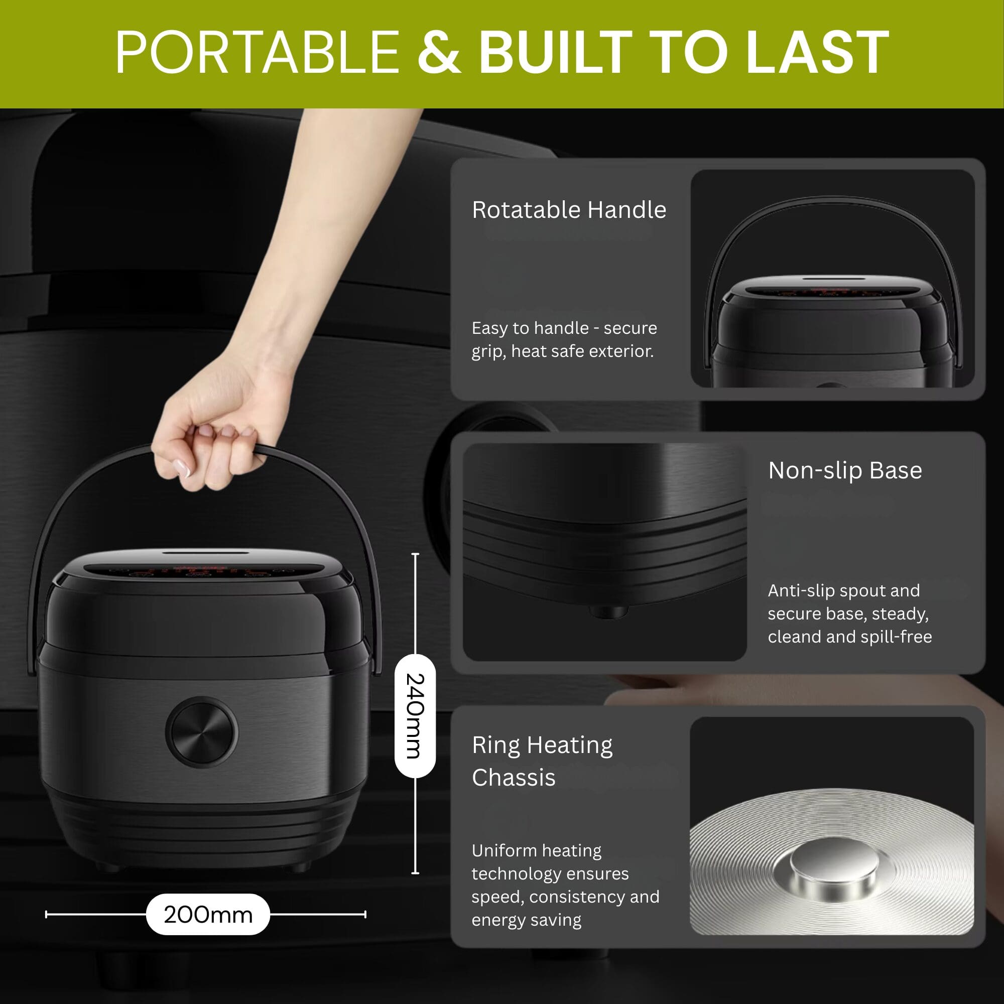 NEXSO Smart Electric Rice Cooker with Non-Stick Inner Pot 6