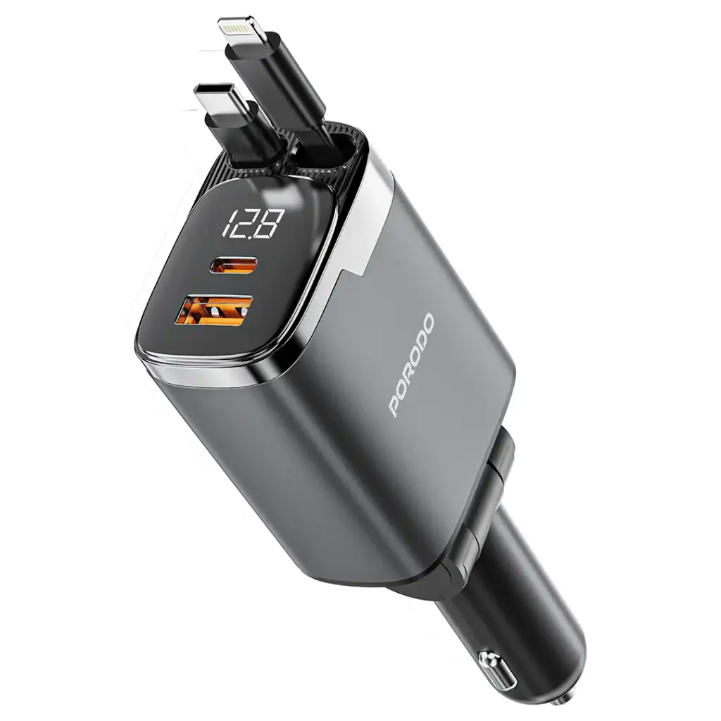 Porodo 111W Car Charger Lightning &amp; Type-C 5
