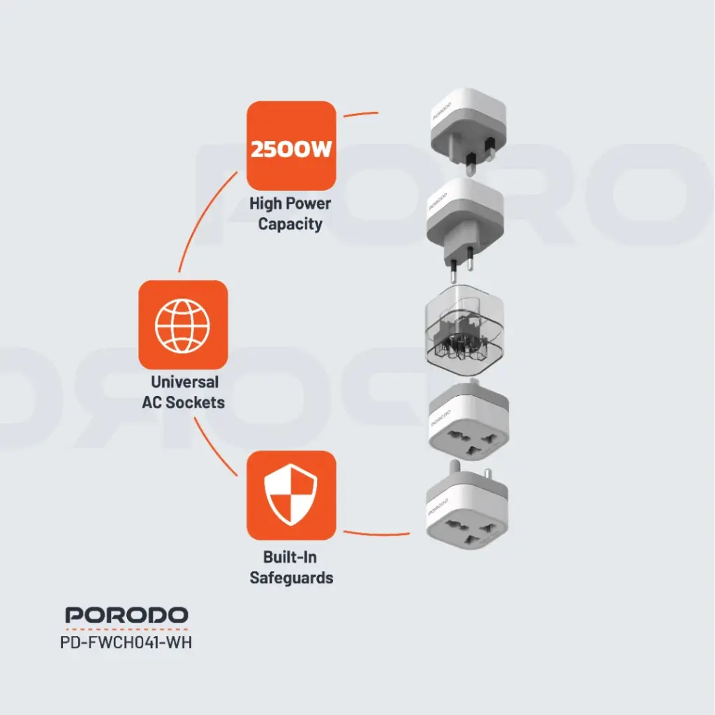 Porodo 150+ Countries Universal AC Adapters 5