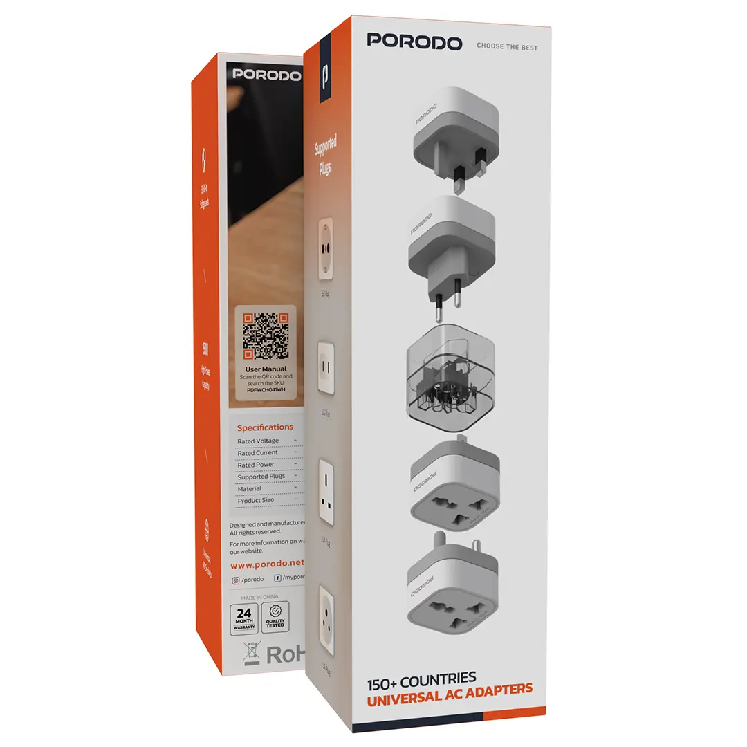 Porodo 150+ Countries Universal AC Adapters 6