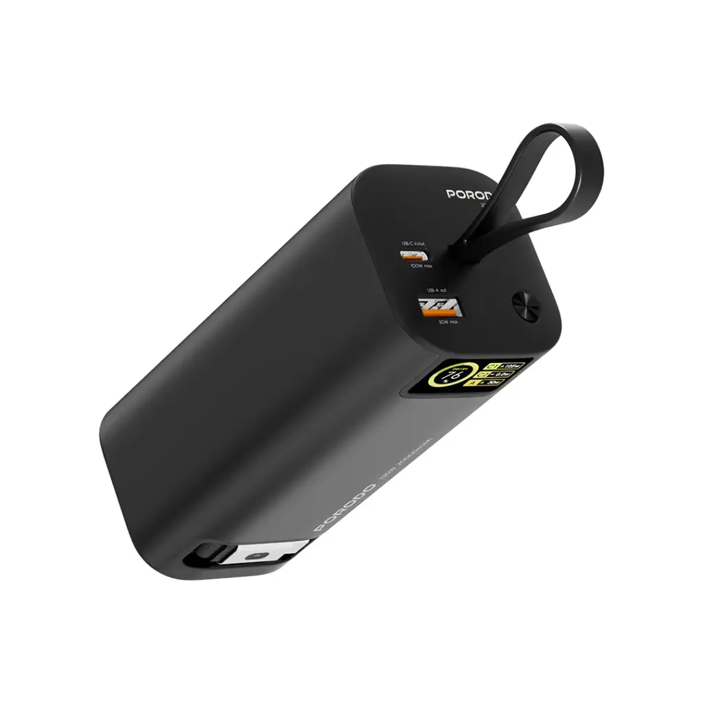 Porodo 20000mAh 130W Power Bank 1M Retractable Type-C Cable 3