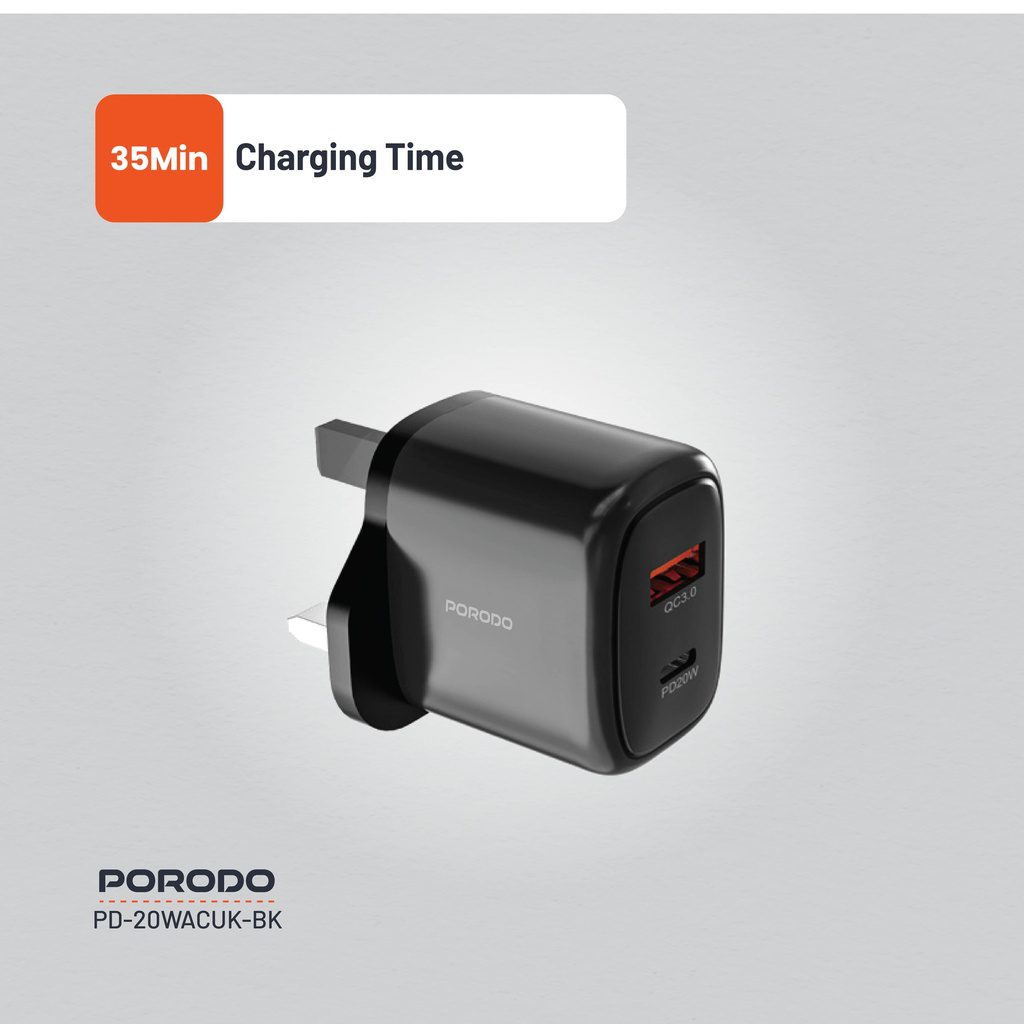 Porodo 20W+QC USB A+C Charger UK 3