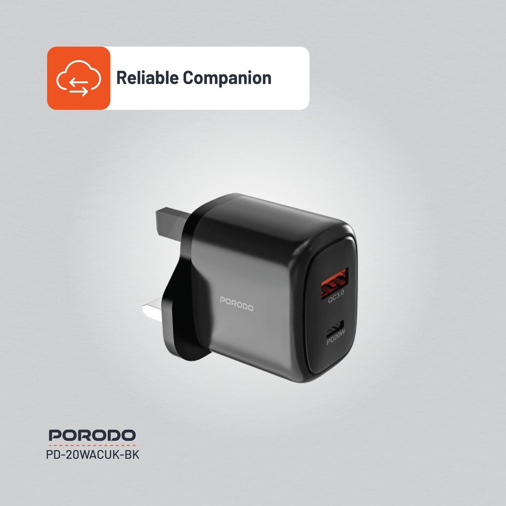 Porodo 20W+QC USB A+C Charger UK 4