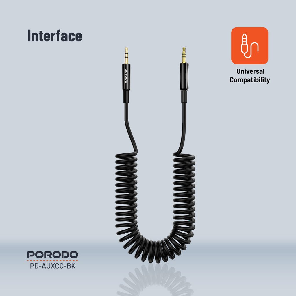 Porodo 3.5mm AUX Coiled Audio Cable 1.2m 2