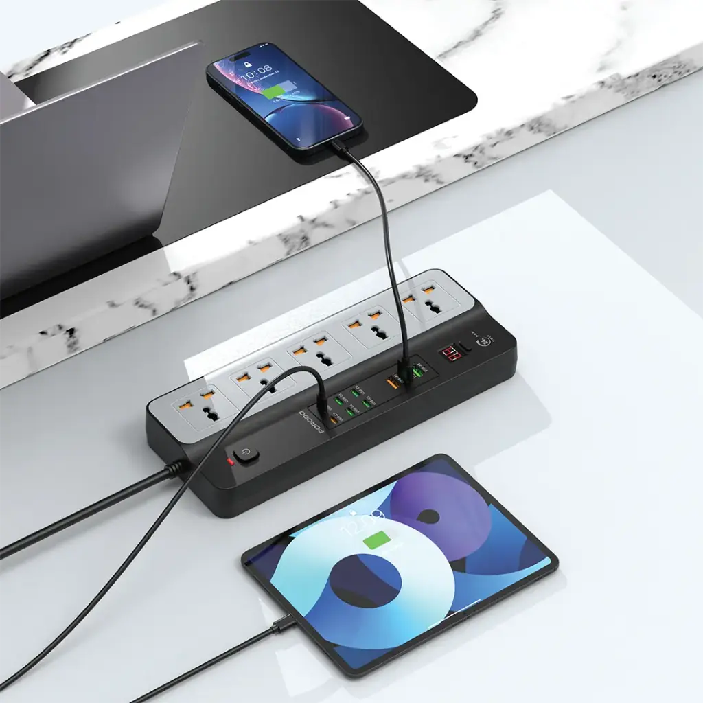 Porodo 3000W 5AC Universal Power Strip with 9 USB Ports 2