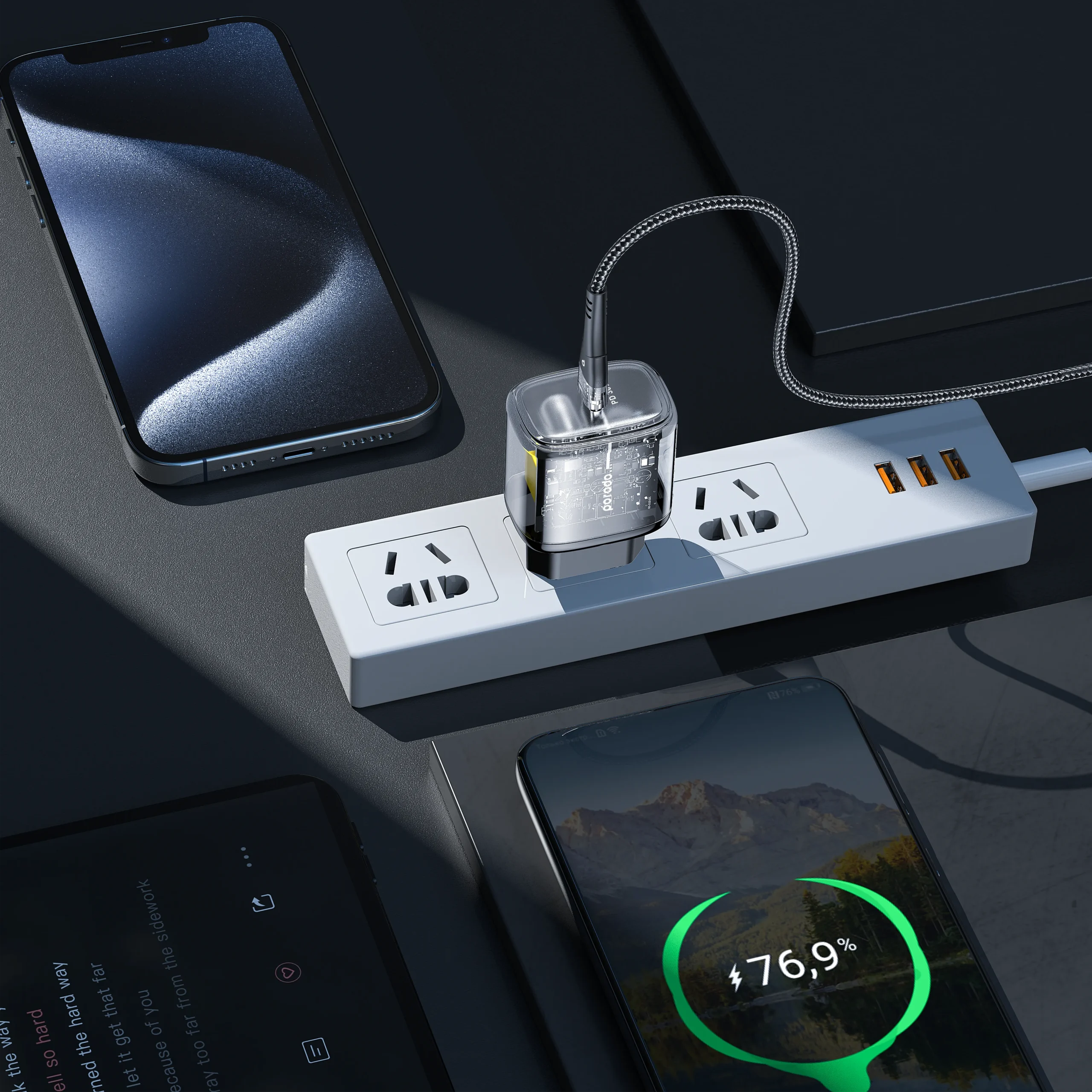 Porodo 30W Transparent Quick Charger USB-C Power Delivery EU 4