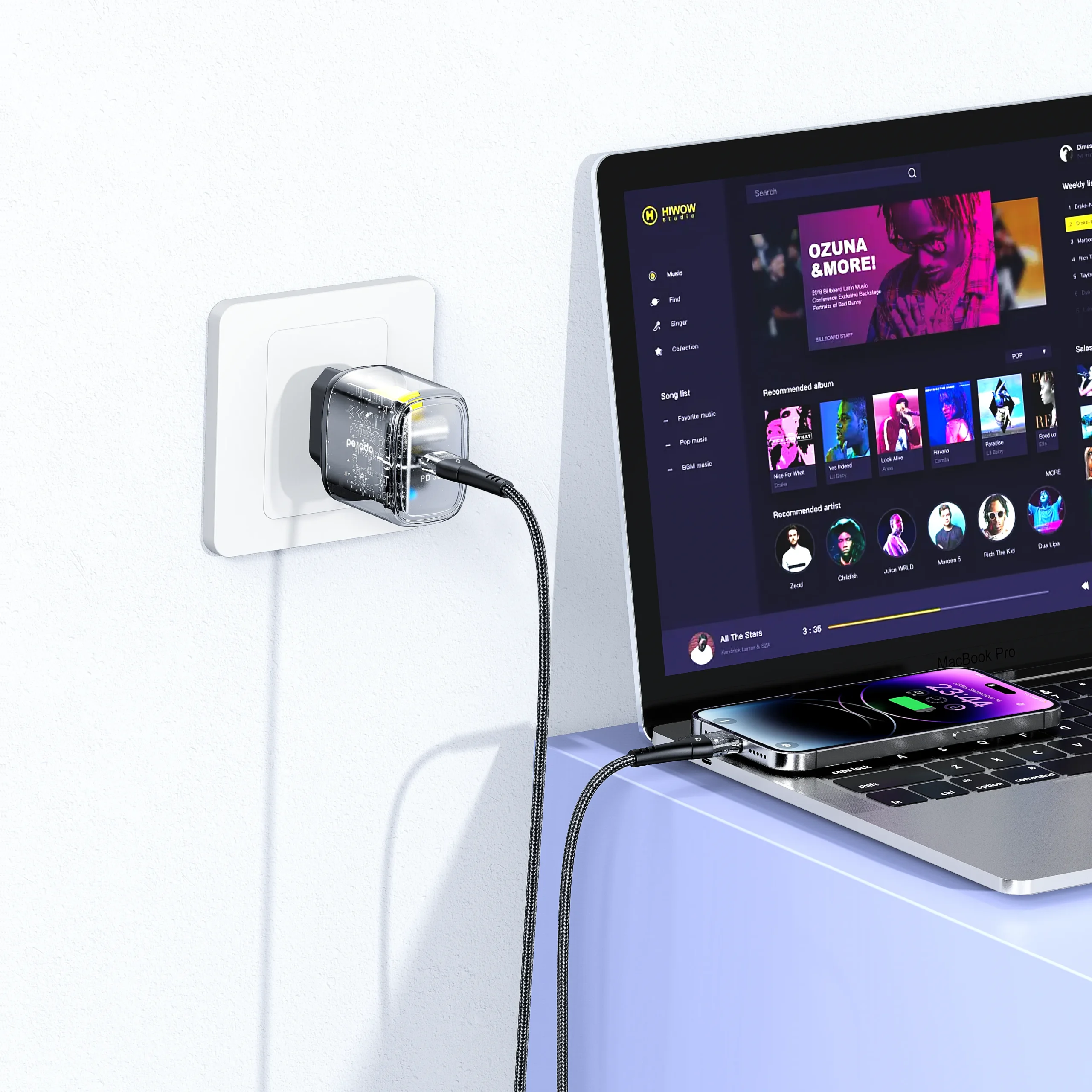 Porodo 30W Transparent Quick Charger USB-C Power Delivery EU 5