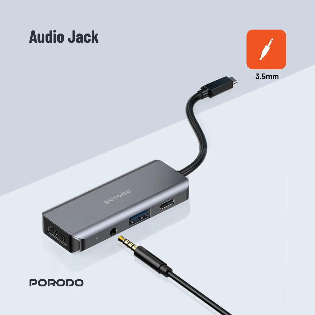 Porodo 4in1 HDMI 4K USB-C Hub 4