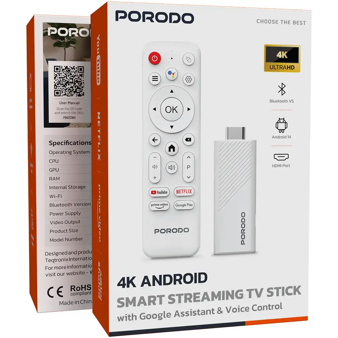 Porodo 4K Android Smart Streaming TV Stick 2