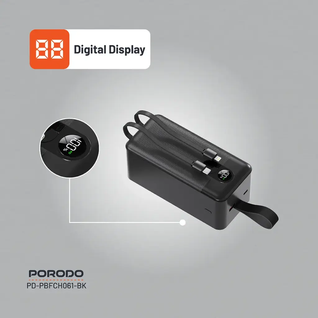 Porodo 50000mAh Power Bank Integrated Cables 4