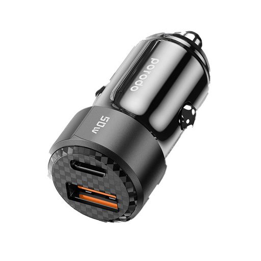 Porodo 50W Dual Port Car Charger Braided Cable Included Type-C to Type-C 2