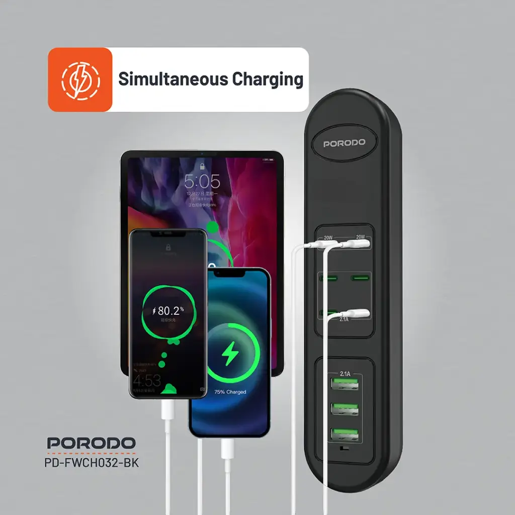 Porodo 50W Multi-Port USB Charging HUB 3