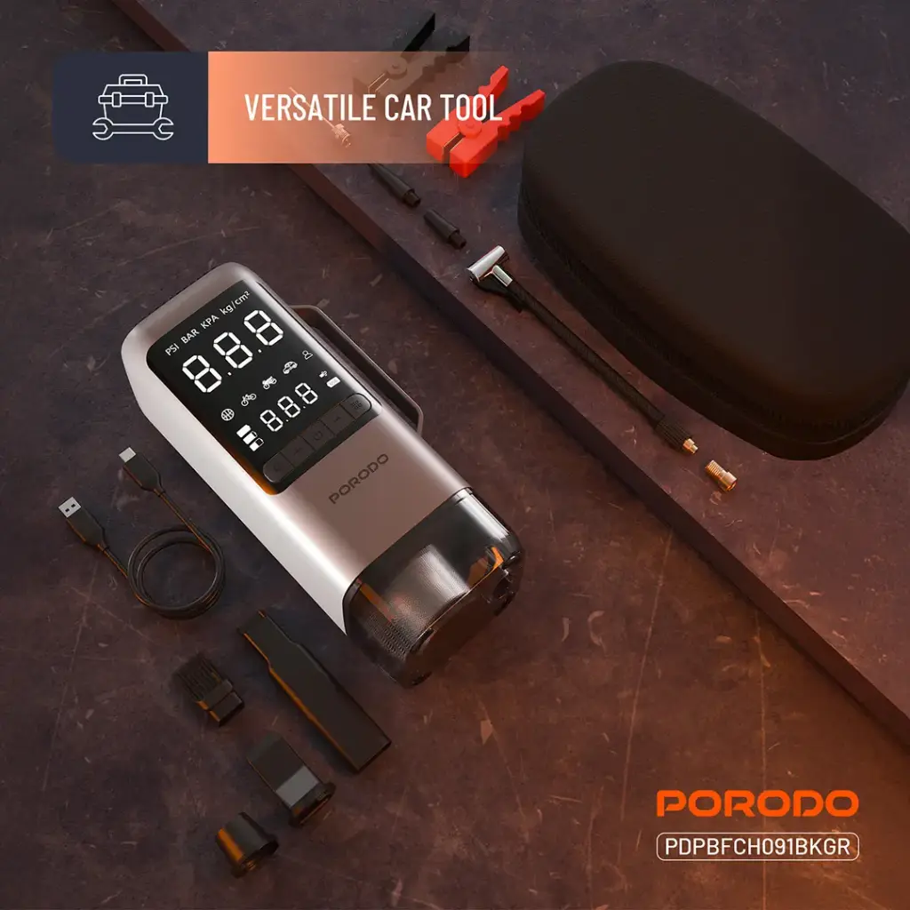 Porodo 6-IN-1 Multi Function Power Tool, Jump Starter | Air Compressor | Power Bank 5
