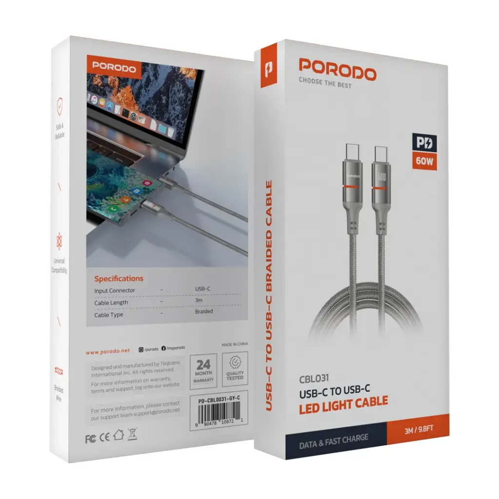 Porodo 60W Type-C to Type-C Braided Cable 2