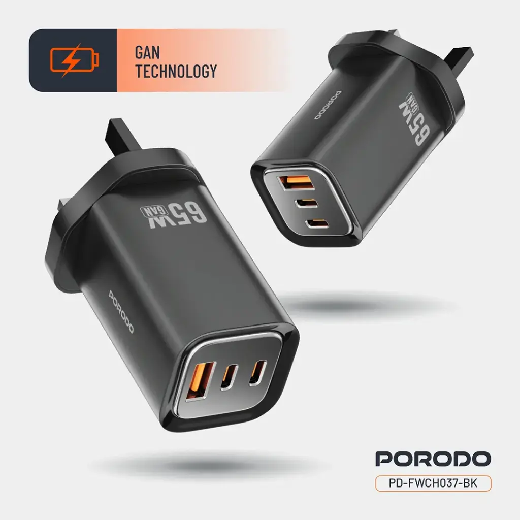 Porodo 65W Triple Output Quick Wall Charger 2