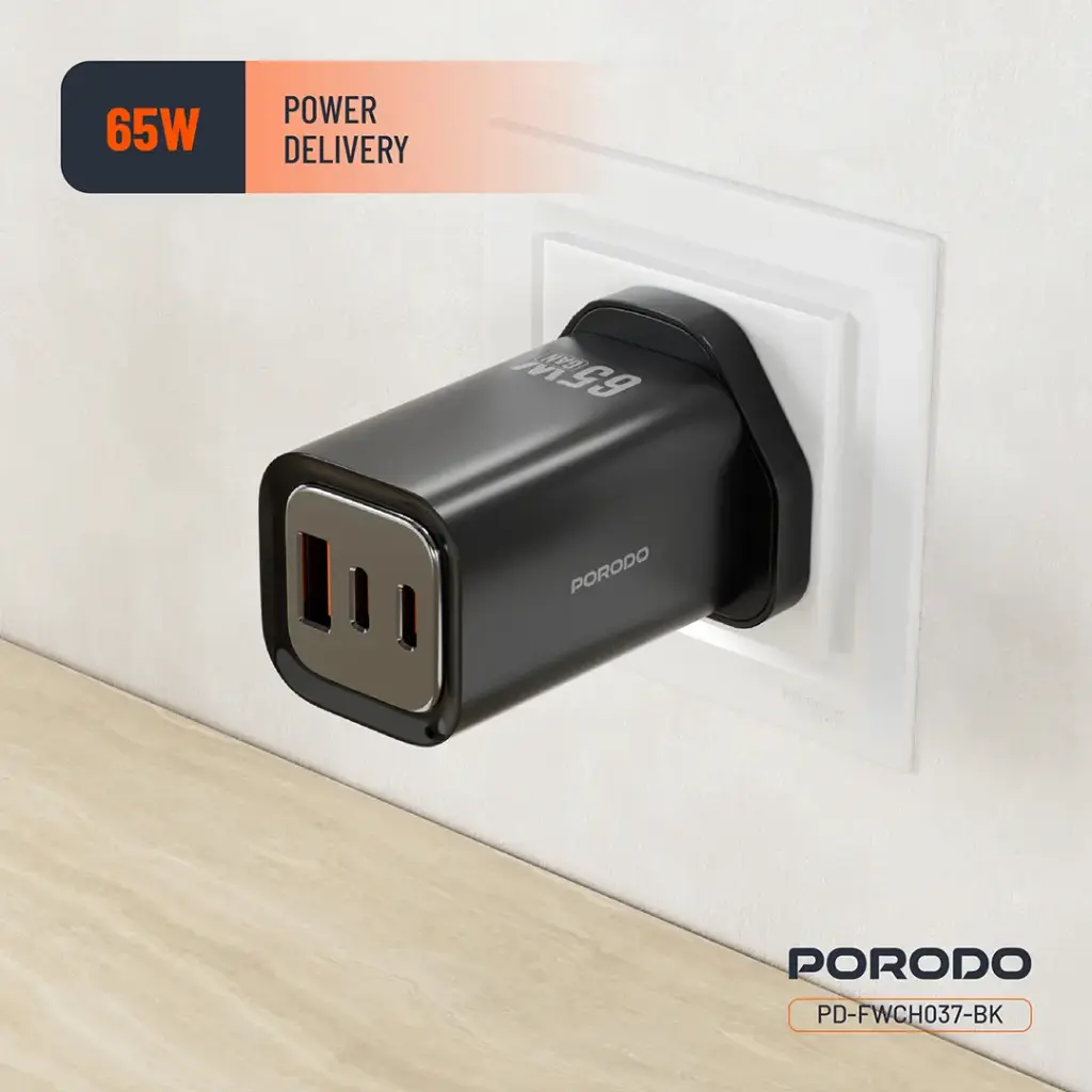 Porodo 65W Triple Output Quick Wall Charger 4