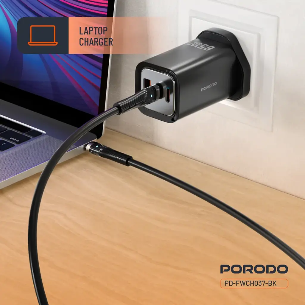 Porodo 65W Triple Output Quick Wall Charger 5