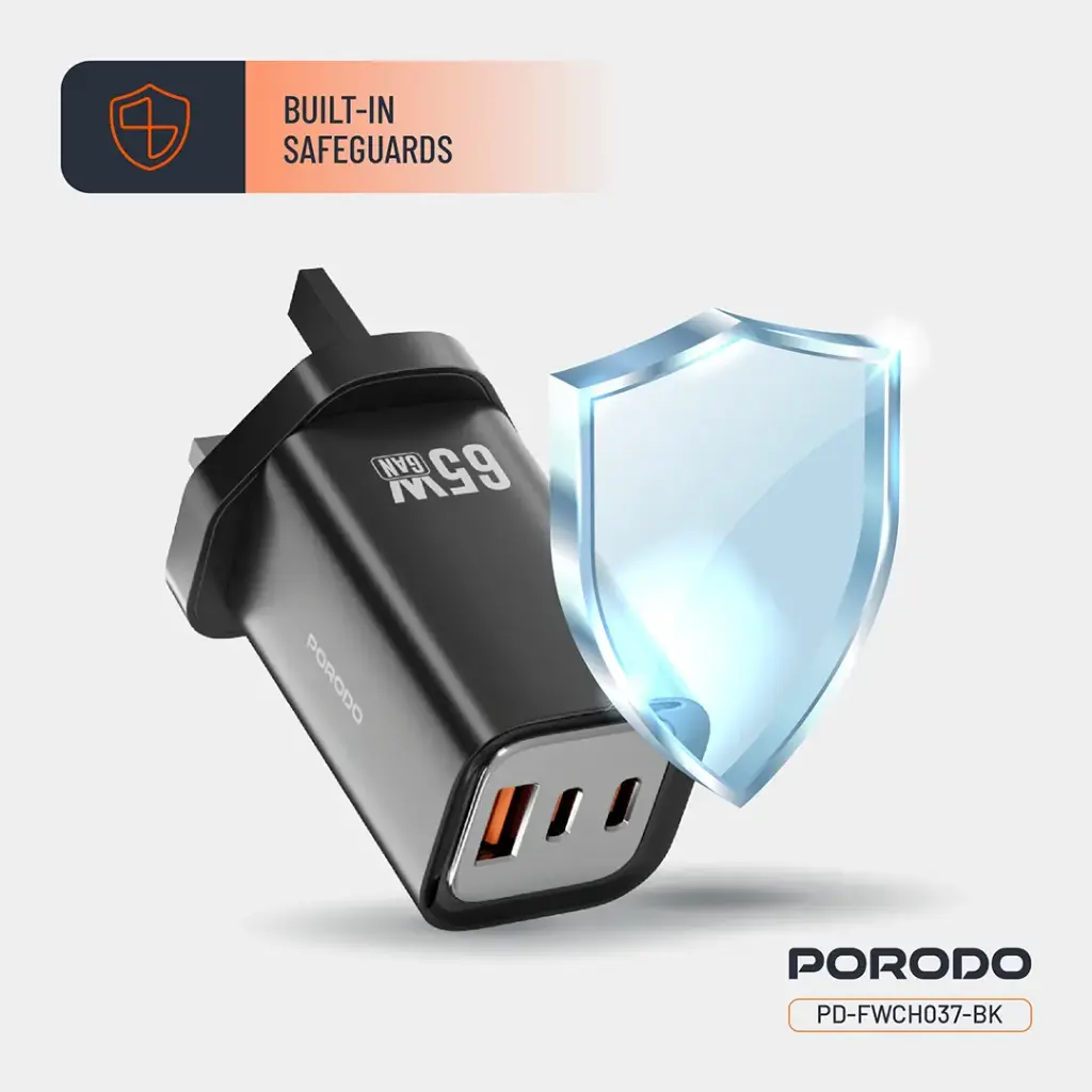 Porodo 65W Triple Output Quick Wall Charger 6