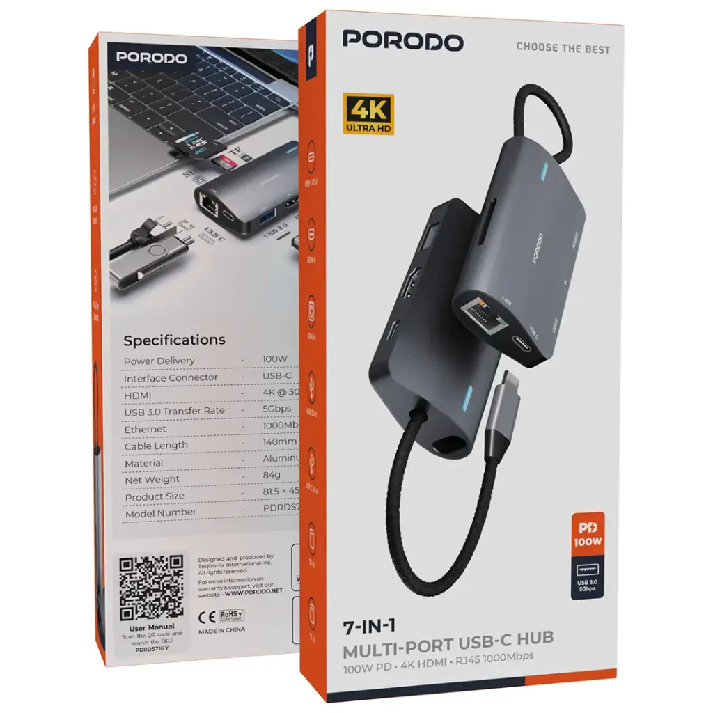 Porodo 7 IN 1 Multi Port USB-C Hub 2