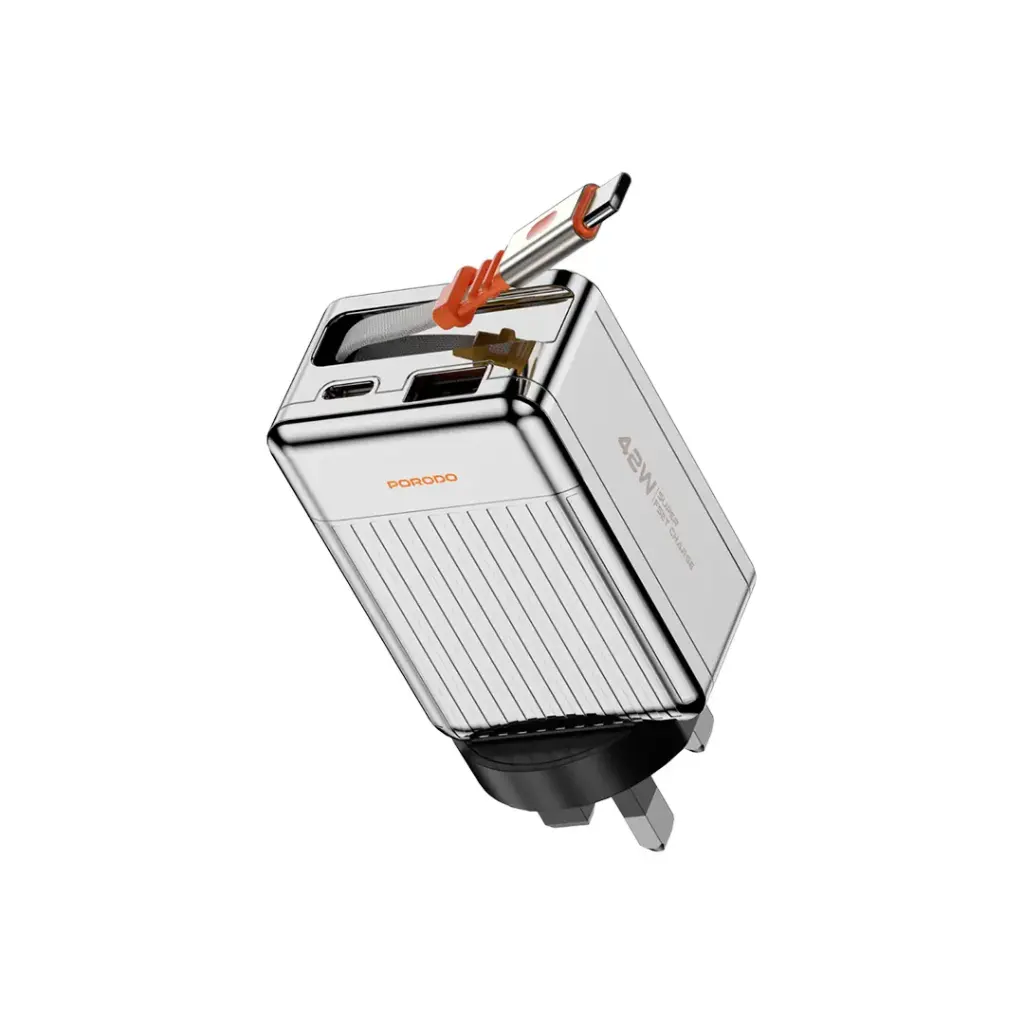 Porodo 75cm Retractable Type-C Super Quick GaN Charger 2