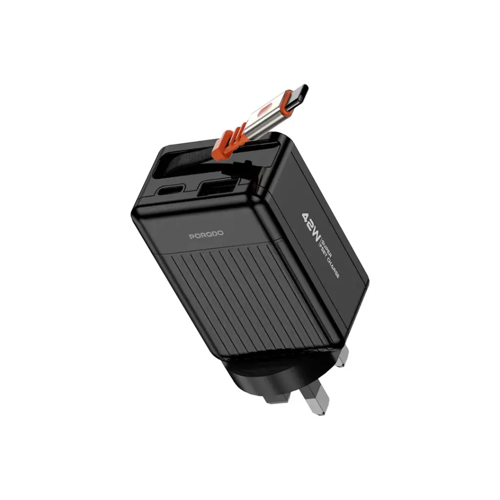 Porodo 75cm Retractable Type-C Super Quick GaN Charger 3