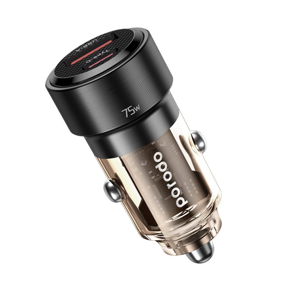 Porodo 75W Dual Port Transparent Aluminum Car Charger 4
