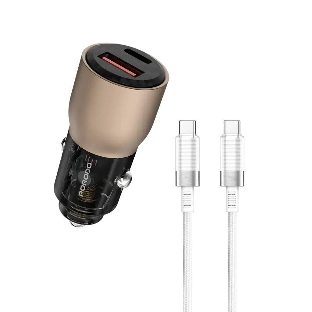 Porodo 95W Car Charger Transparent With 0.9M USB-C Cable 2