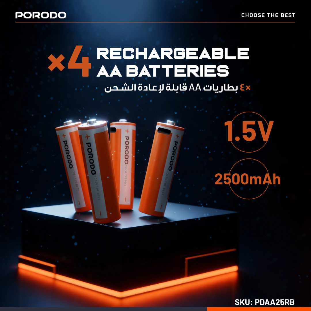 PORODO AA Lithium USB-C Rechargeable Batteries 4-Pack 3
