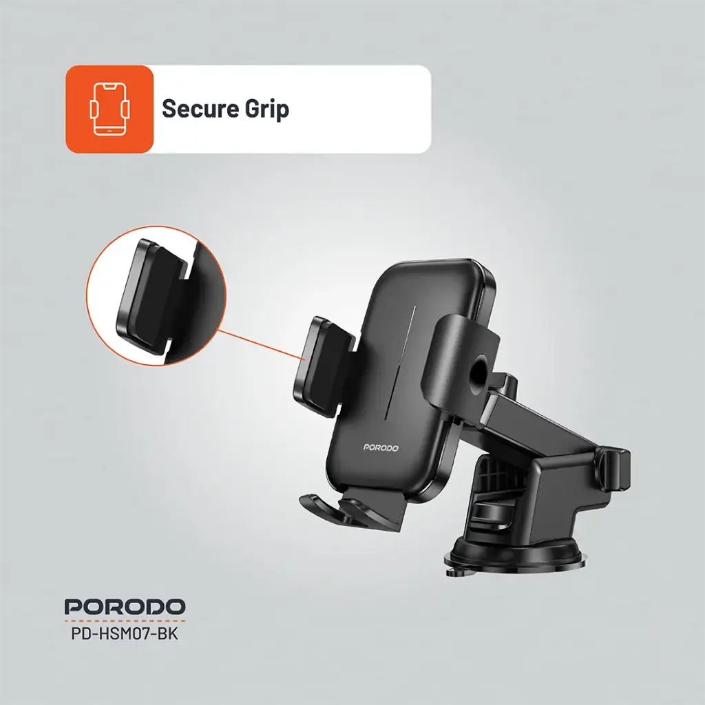 Porodo Adjustable Clamps Dash & Windshield Mount 2