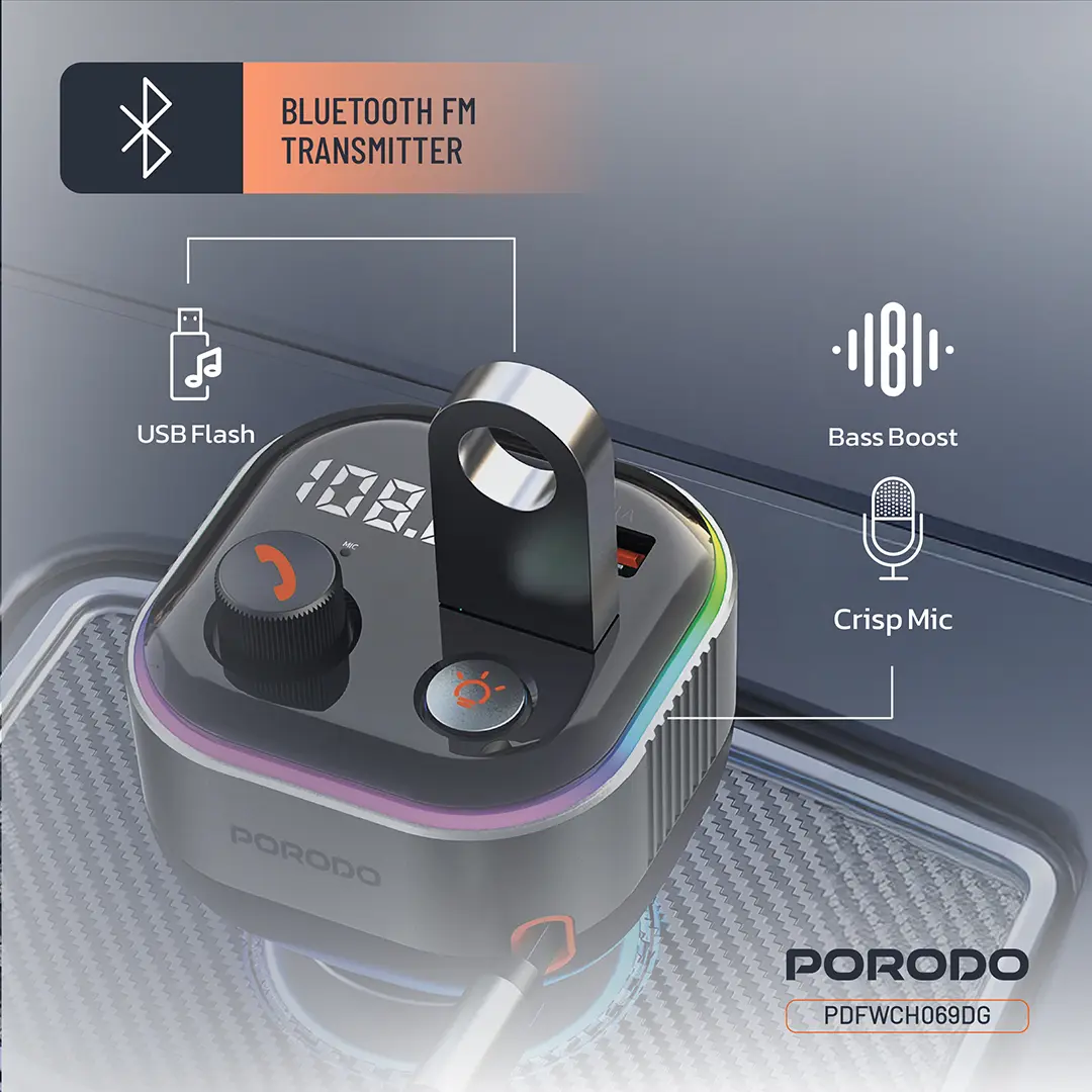 Porodo Audio Boost Bluetooth FM Transmitter 3