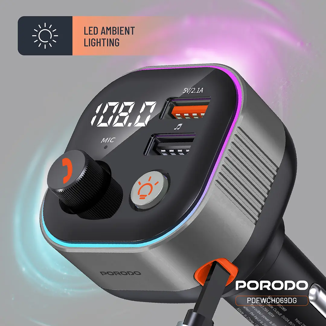Porodo Audio Boost Bluetooth FM Transmitter 6