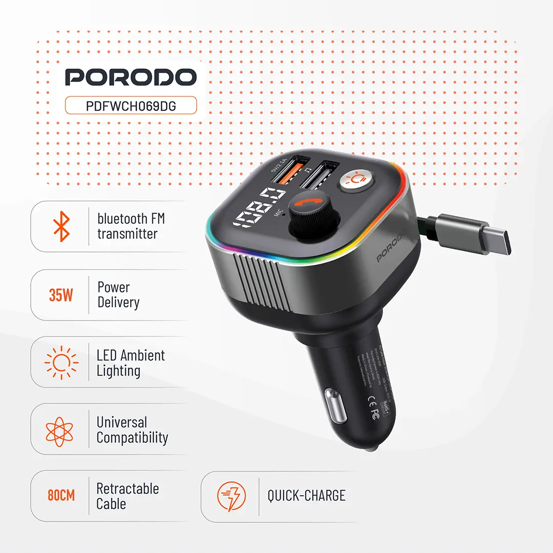 Porodo Audio Boost Bluetooth FM Transmitter 7